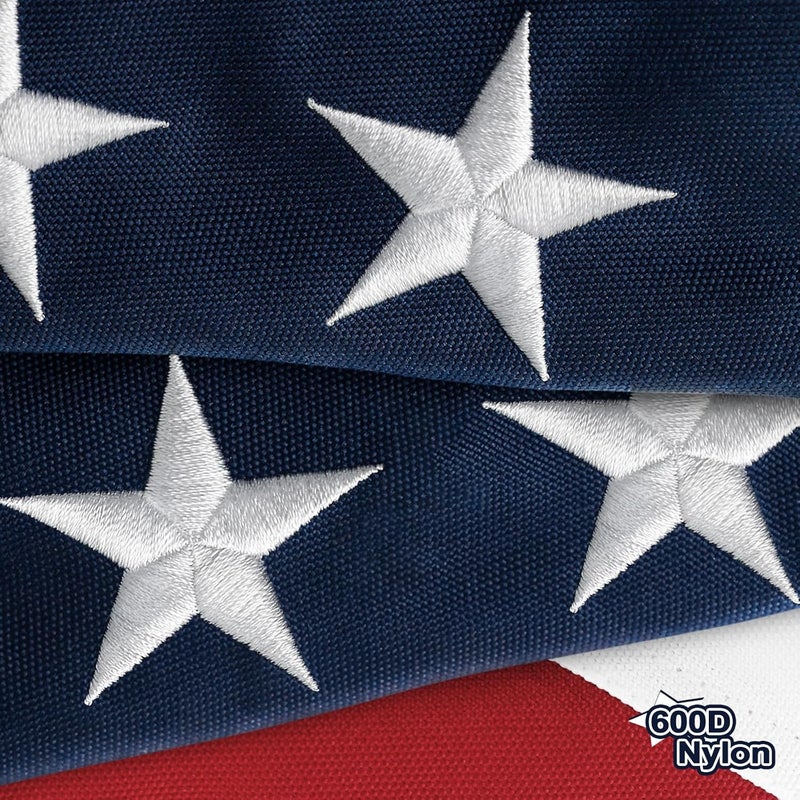 TOOUP American Flag 3x5 FT 600D Outdoor TearProof Series, USA Flags 3x5 FT 600D Nylon, Sturdy American Flags 3x5 for Outside Longest Lasting, High Wind Fade Resistant US Flag Embroidered Stars, Brass Grommets, Sewn Stripes - Image 3